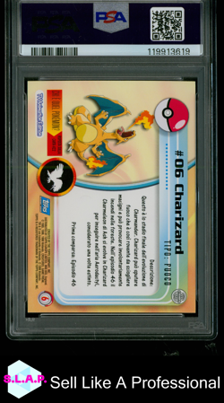 CHARIZARD UNITED KINGDOM TOPPS POKEMON TV 1999 6 PSA 10 - Image 2