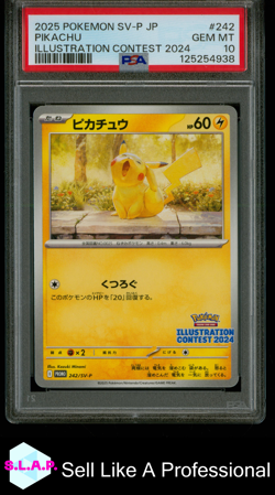PIKACHU ILLUSTRATION CONTEST 2024 POKEMON JAPANESE SV-P PROMO 2025 242 PSA 10 - Image 1