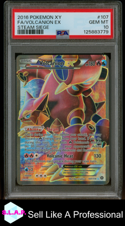 FA/VOLCANION EX STEAM SIEGE POKEMON XY STEAM SIEGE 2016 107 PSA 10 - Image 1