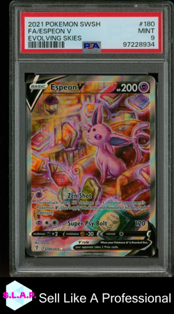 FA/ESPEON V POKEMON SWSH EVOLVING SKIES EN 2021 #180 PSA 9 - Image 1