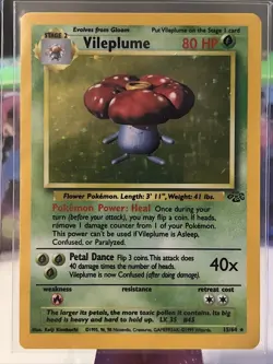 Pokemon TCG Vileplume Jungle 15/64 Holo Unlimited Holo Rare MP 3 - Image 1
