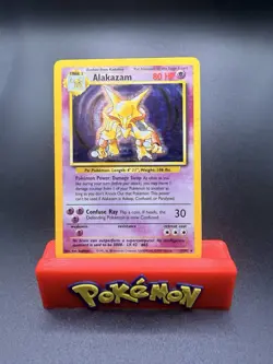 Pokemon Alakazam TCG Base Set Holo Card 1/102 Unlimited Holo Rare - MP - Image 1
