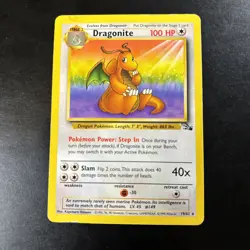 Dragonite - 19/62 - Pokemon Fossil Unlimited Rare Card WOTC HP Damaged - Image 1