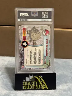 1999 Topps Pokemon TV #75 Graveler Rainbow Foil Black Logo PSA 7 NM - Image 2