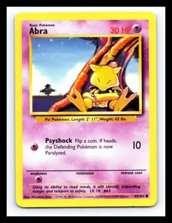 🔥 Abra | Pokemon TCG 1999 | (Base Set) Non Holo Vintage # 43/102 - Image 1