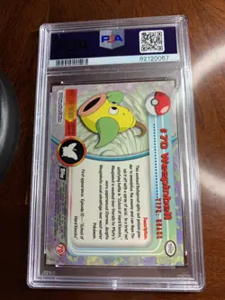 1999 Topps Pokemon TV #70 Weepinbell Rainbow Foil Black Logo PSA 7 Near Mint - Image 2