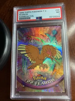 1999 Topps Pokemon TV #22 Fearow Rainbow Foil Black Logo PSA 7 Near Mint - Image 1
