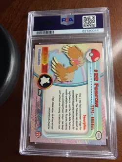 1999 Topps Pokemon TV #22 Fearow Rainbow Foil Black Logo PSA 7 Near Mint - Image 2