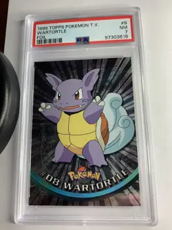 1999 Topps Pokemon TV #08 Wartortle Foil Black Logo PSA 7 Near Mint - Image 1