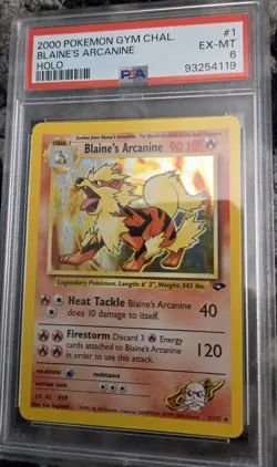 Pokemon 2000 Gym Challenge #1 Blaine's Arcanine Holo PSA 6 EX Mint - Image 1