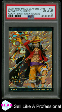 MONKEY D. LUFFY ONE PIECE WAFERS 2 2021 COUNTERATTACK SIGNAL FULLART JAP PSA 10 - Image 1