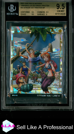 STRAW HAT CREW ONE PIECE WAFERS 23 2021 UNPAR. GREAT PIRATES FULLART JAP BGS 9.5 - Image 1
