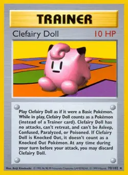 Clefairy Doll - 70/102 - Pokemon Base Set Shadowless Rare Card WOTC LP - Image 1