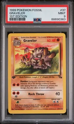 1999 Pokemon FOSSIL GRAVELER 1st Edition 37/62 PSA 9 Mint WOTC Pokemon - Image 3