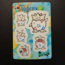 Pokemon Sealdass Stitch Touch Togepi 1998 Japanese Bandai Sticker Card #06 #6 - Image 1