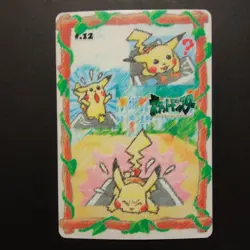 Pokemon Sealdass Stitch Touch Pikachu 1998 Japanese Bandai Sticker Card #12 - Image 1