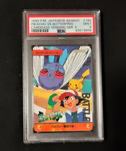 PSA 9 Pikachu Vs Butterfree #184 Pokemon Bandai Anime Carddass Vending Mint Card - Image 1