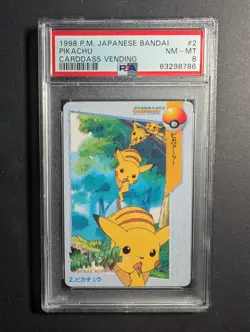 Pokemon Carddass Bandai Anime Collection Pikachu #2 PSA 8 Japanese Vending Card - Image 1