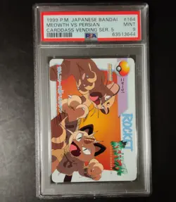 Meowth Vs Persian #164 Bandai Anime Carddass PSA 9 Mint Pokemon Vending Card - Image 1