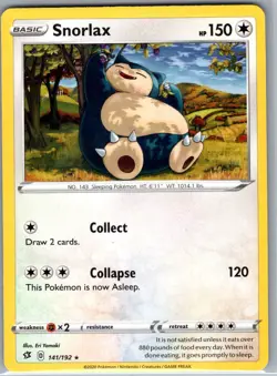 Snorlax 141/192 Non Holo SWSH02: Rebel Clash - Pokemon Card - NM - Image 1