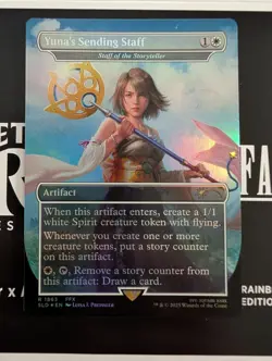 Yuna's Sending Staff FOIL MTG Final Fantasy Secret Lair Weapons IN HAND - Image 1