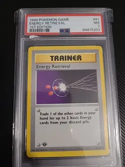 Energy Retrieval 81/102 Base Set 1st Edition Shadowless PSA 7 NM Pokemon TCG - Image 1