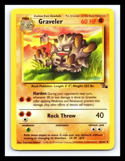 💥 Graveler Fossil Set Non Holo Foil Pokemon 1999 Vintage # 37/62 - Image 1