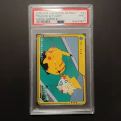 Pokemon Carddass Bandai Anime Collection Pikachu & Togepi #37 PSA 9 Series 2 GS - Image 1