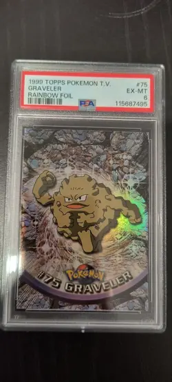 1999 Topps Rainbow Foil Graveler 75 Pokemon TV PSA 6 - Image 1
