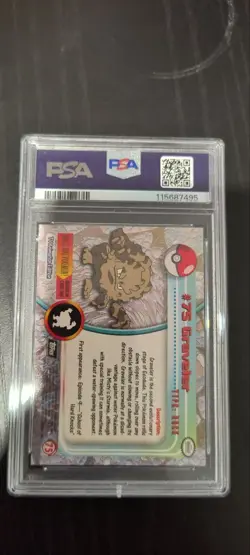 1999 Topps Rainbow Foil Graveler 75 Pokemon TV PSA 6 - Image 2