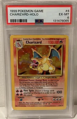 CHARIZARD PSA 6 HOLO BASE SET UNLIMITED 4/102 1999 POKEMON RARE FRESH SLAB EX-MT - Image 1