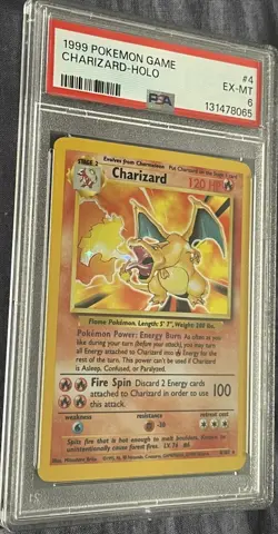 CHARIZARD PSA 6 HOLO BASE SET UNLIMITED 4/102 1999 POKEMON RARE FRESH SLAB EX-MT - Image 2