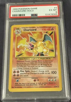 CHARIZARD PSA 6 HOLO BASE SET UNLIMITED 4/102 1999 POKEMON RARE FRESH SLAB EX-MT - Image 4