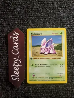 Nidoran 55/102 - 1st Edition Shadowless Base Set Pokemon TCG Vintage WOTC NM - Image 1