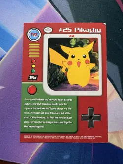 1999 Topps Pokemon TV Animation Edition Series 1 #TV2 Pikachu Black Topps Logo - Image 2