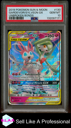 GARDEVOIR/SYLVEON GX UNBROKEN BONDS POKEMON SUN & MOON 2019 130 PSA 10 - Image 1