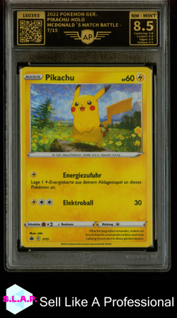 PIKACHU POKEMON 7/15 2022 MDONALDS MATCH BATTLE HOLO GERMAN AP 8.5 - Image 1