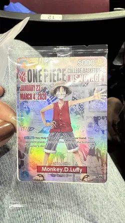 Bandai One Piece CCG Monkey.D.Luffy College Basketball Promo Full Art Holo - Image 1