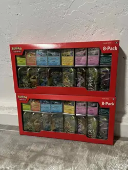 2x Lot Pokemon Prismatic Evolutions Costco 8 Mini-Tin Bundle w/Promo SEALED - Image 1