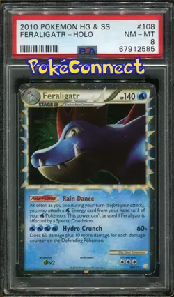 PSA 8 Pokemon Feraligatr Prime HeartGold SoulSilver 108/123 Holo Rare Card - Image 1