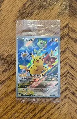 Pokemon Pikachu TCG Scarlet & Violet Promo Holo Card SVP027 Black Star Sealed NM - Image 1