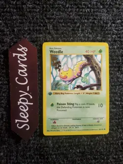 Pokemon TCG 1999 Base Set Weedle Card 69/102 1st Edition Shadowless NM - Image 1