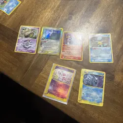 Lot of 5 Old Pokemon Reverse Holo Cards In Picture and squirtle - Image 1