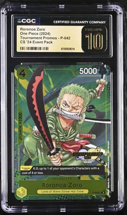 CGC Pristine 10 Roronoa Zoro (CS 2024 Event Pack) P-042 One Piece Promotion Card - Image 1