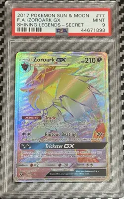 2017 Pokemon Sun & Moon Shining Legends # 77 Full Art Zoroark GX PSA 9 Card MINT - Image 1
