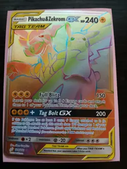 Pokemon Pikachu & Zekrom GX Team Up Card 184/181 Secret Rare SM Rainbow Holo - Image 2