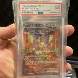 PSA 9 Mint Pokemon Temporal Forces Raging Bolt Ex Special Illustration Rare #208 - Image 1