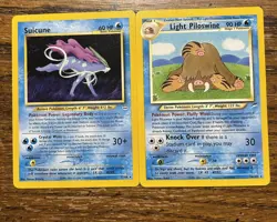 Pokemon Trading Cards Lot of 2 Light Piloswine Suicune 1995-2000 - Image 1