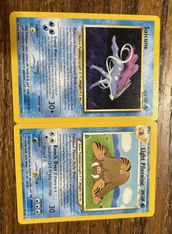Pokemon Trading Cards Lot of 2 Light Piloswine Suicune 1995-2000 - Image 2
