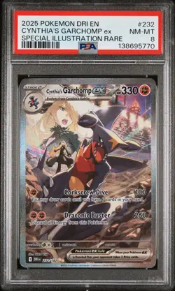 2025 POKEMON DRI EN-DESTINED RIVALS #232 CYNTHIA'S GARCHOMP EX PSA 8 - Image 1
